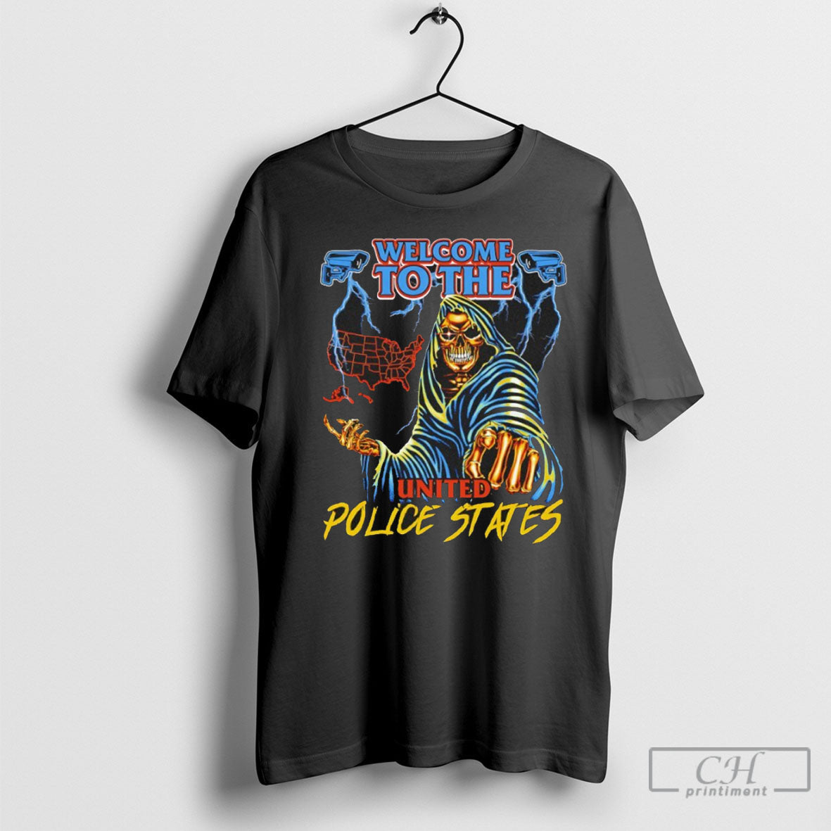 Welcome United Police States Grim Reaper - Adult & Kids T-Shirts, Sweatshirts & Hoodies apparel design preview 1