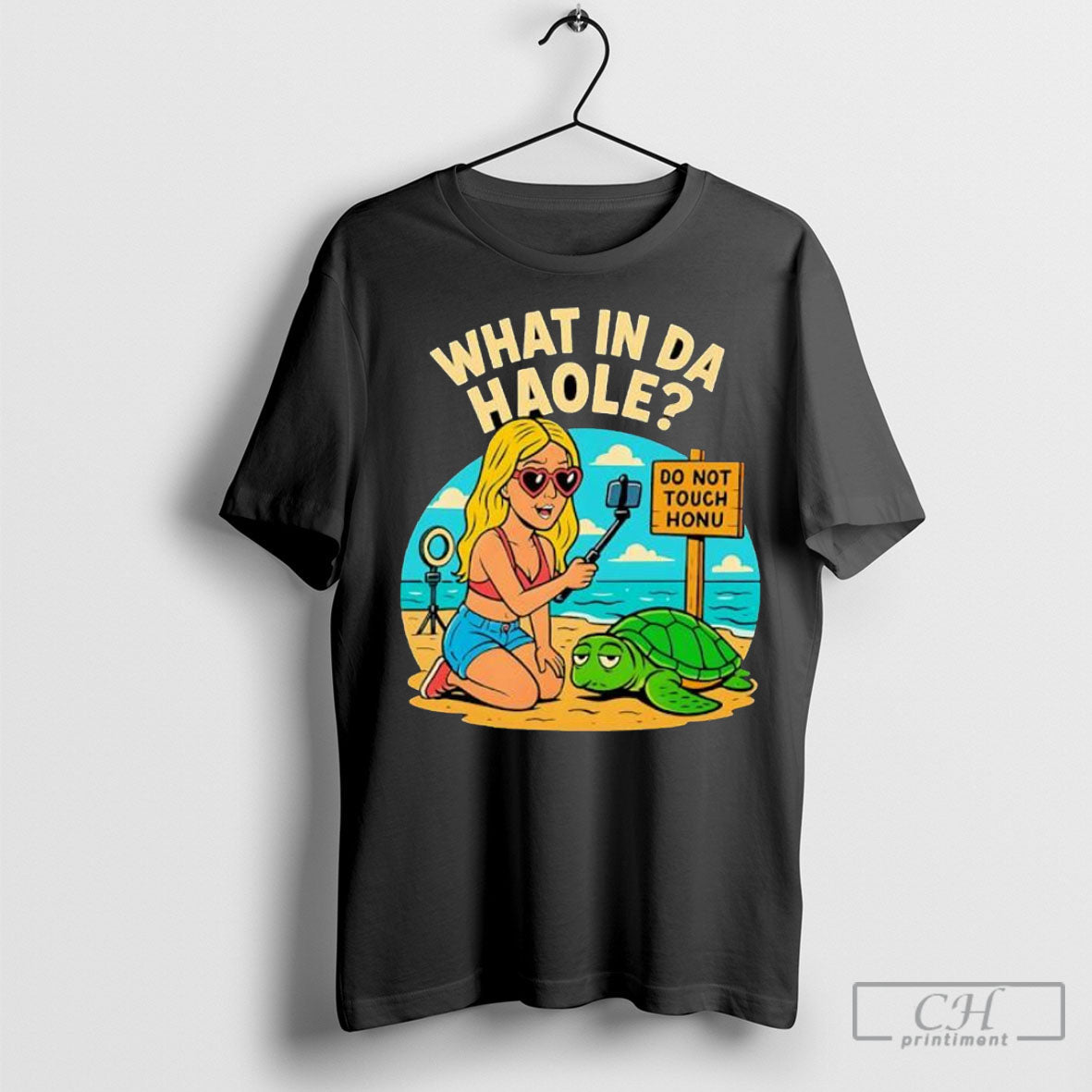 What In Da Haole Girl Taking Selfie With Hawaiian - Adult & Kids T-Shirts, Sweatshirts & Hoodies apparel design preview 1