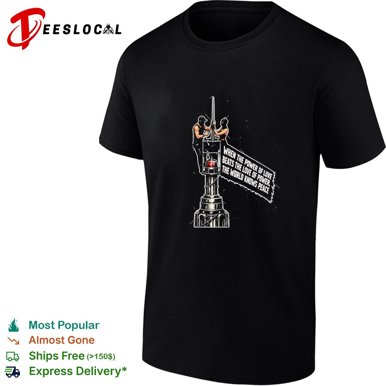 When the power of love beats world knows peace two - Adult & Kids T-Shirts, Sweatshirts & Hoodies apparel design preview 1