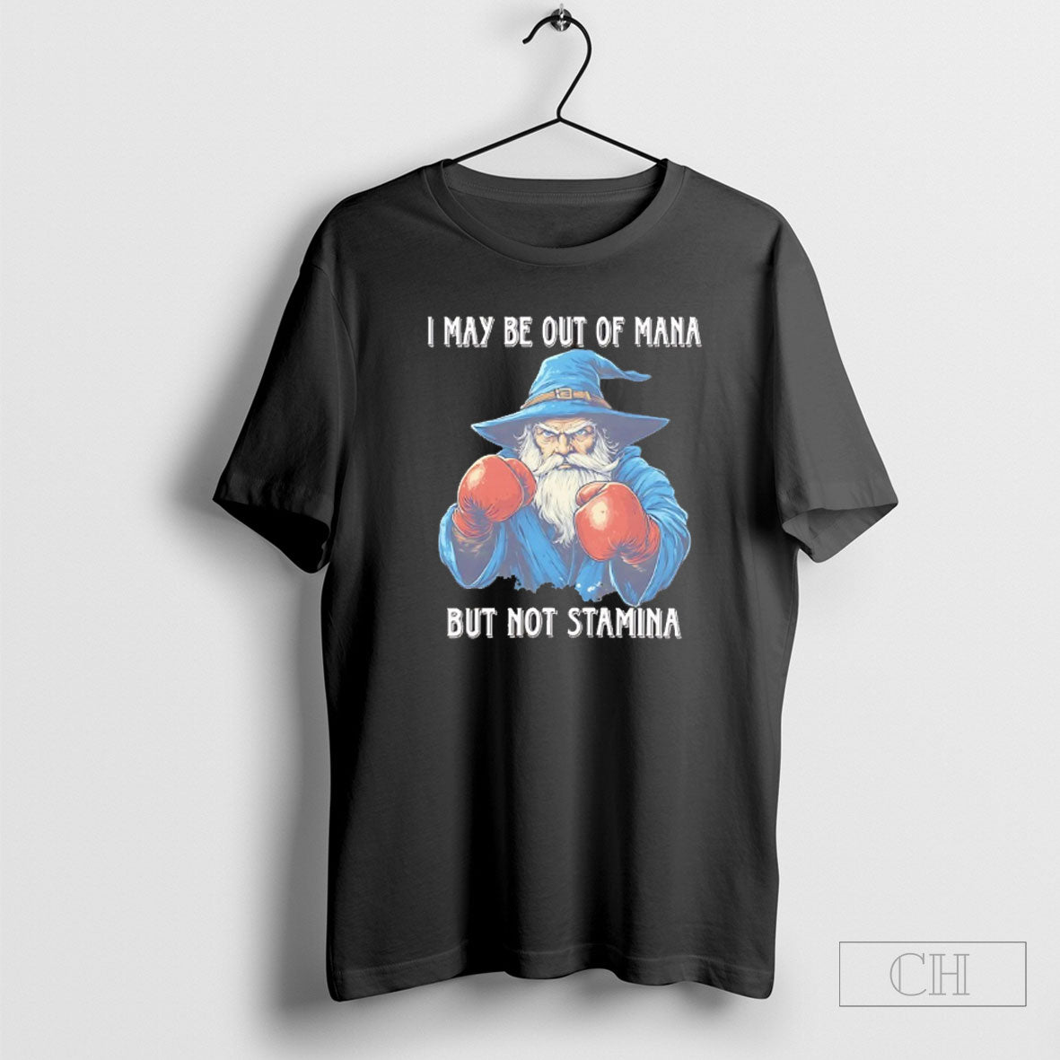 Wizard Boxing I May Out Of Mana But Not Stamina - Adult & Kids T-Shirts, Sweatshirts & Hoodies apparel design preview 1