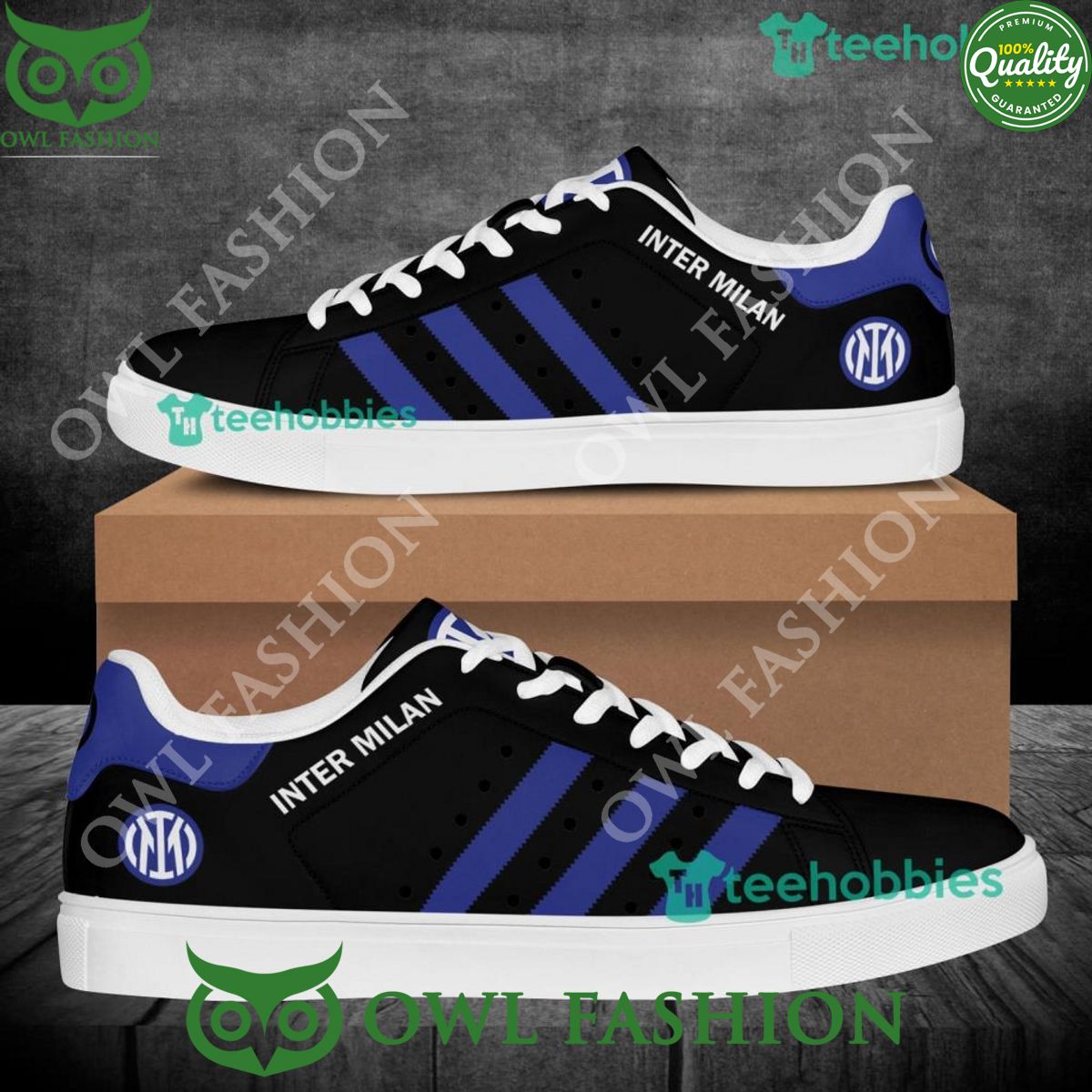Inter Milan FC Logo Black Blue Stan Smith Shoes - Adult & Kids T-Shirts, Sweatshirts & Hoodies apparel design preview 1
