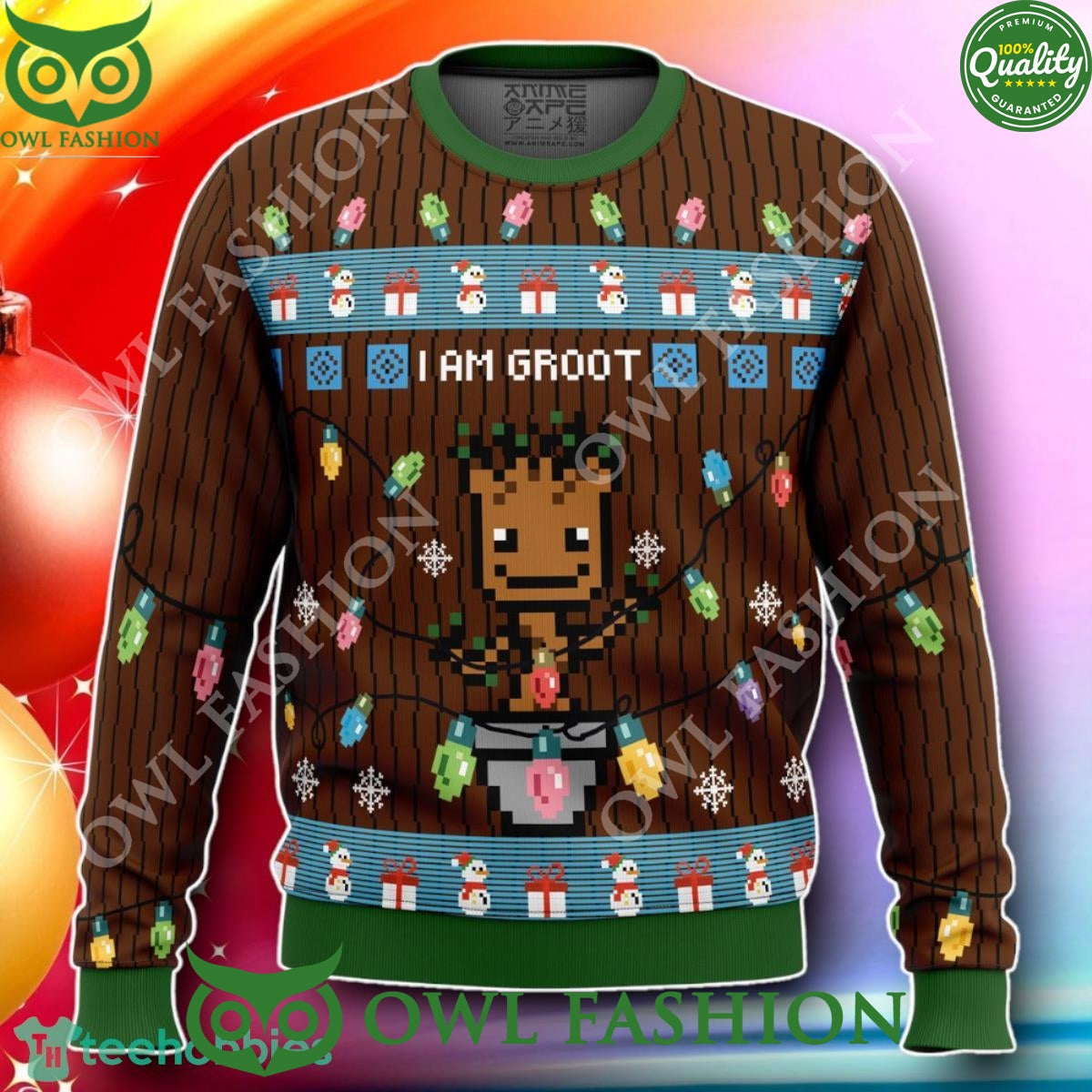 I Am Groot Lights Christmas Ugly Sweater - Adult & Kids T-Shirts, Sweatshirts & Hoodies apparel design preview 1