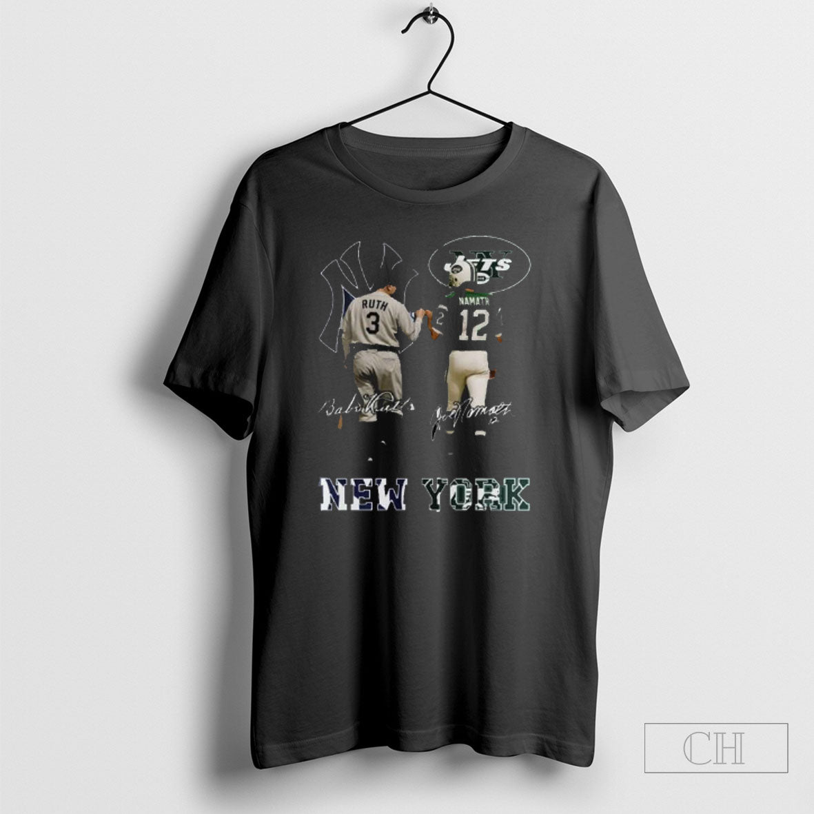Yankees Babe Ruth And Jets Joe Namath - Adult & Kids T-Shirts, Sweatshirts & Hoodies apparel design preview 1