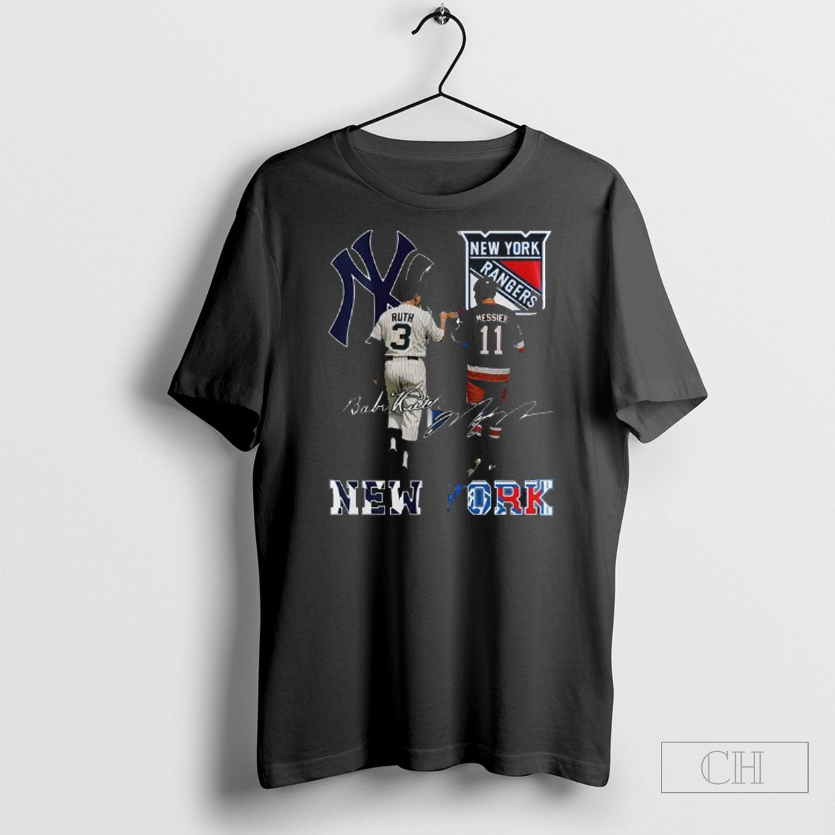 Yankees Babe Ruth And Rangers Mark Messier - Adult & Kids T-Shirts, Sweatshirts & Hoodies apparel design preview 1