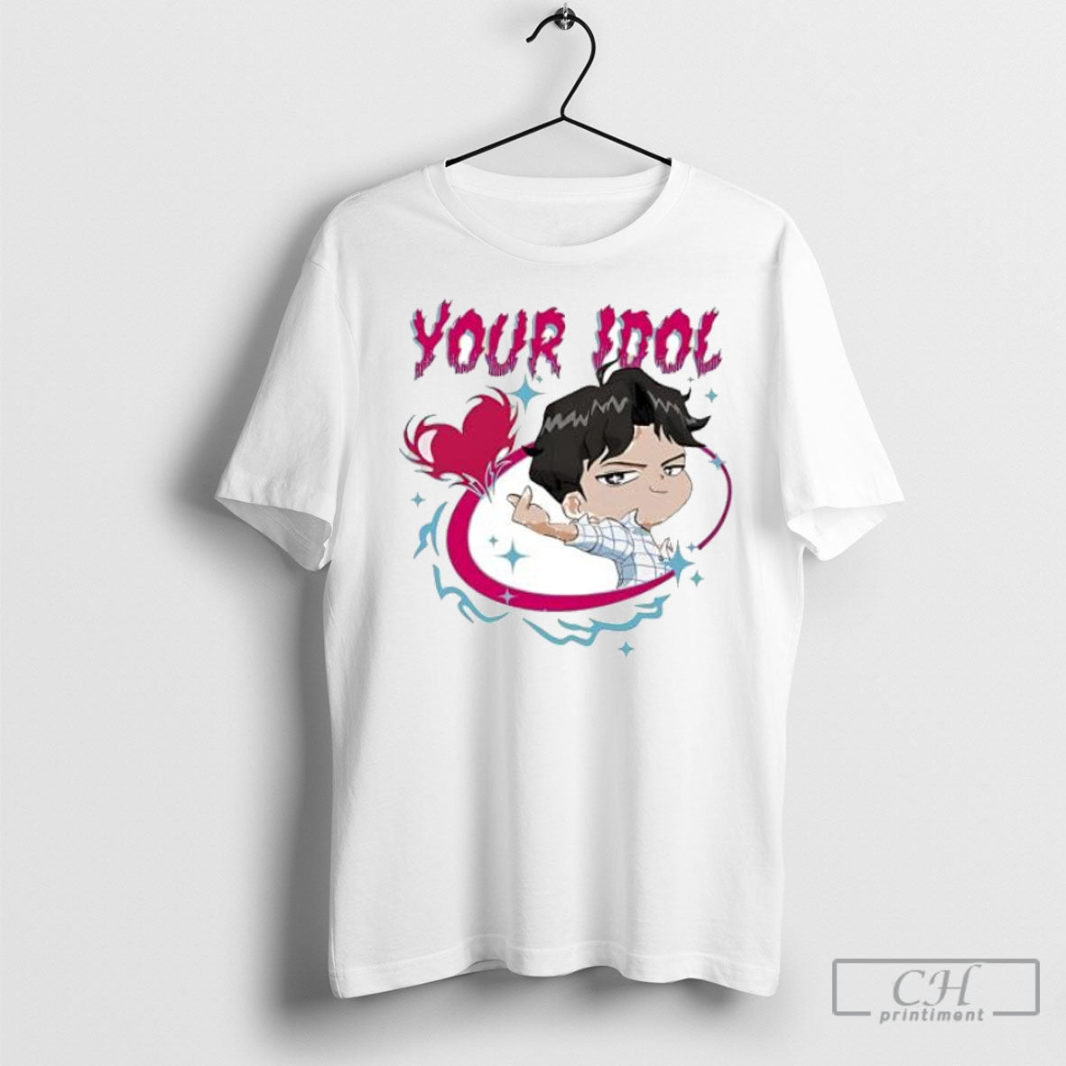 Your Idol Cute Chibi Anime Cartoon Pointing Finger - Adult & Kids T-Shirts, Sweatshirts & Hoodies apparel design preview 1