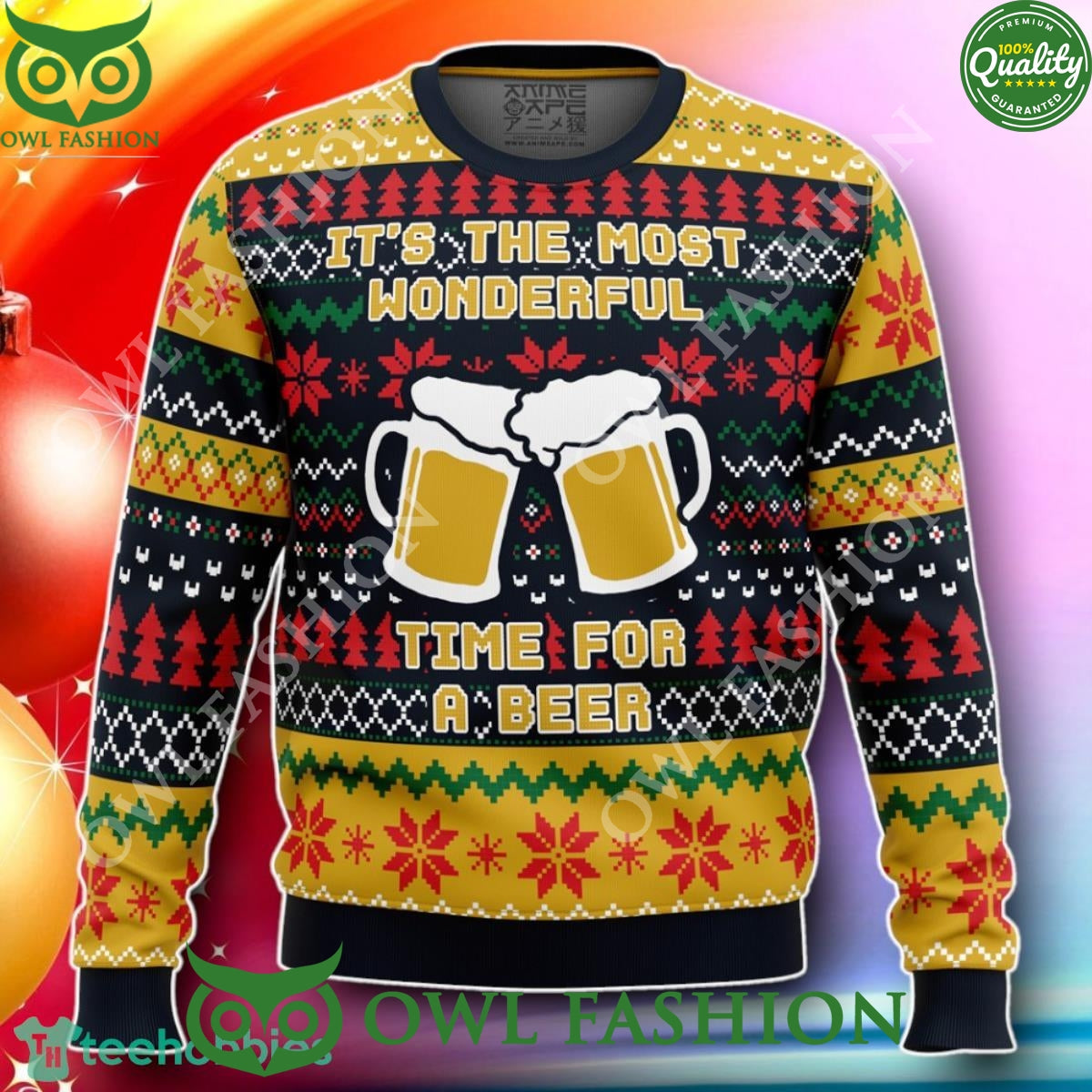 Its The Most Wonderful Time For A Beer Parody Ugly - Adult & Kids T-Shirts, Sweatshirts & Hoodies apparel design preview 1