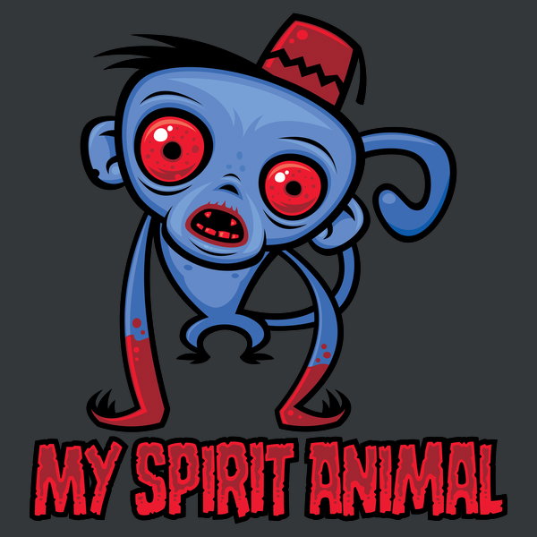 Zombie Monkey Is My Spirit Animal - Adult & Kids T-Shirts, Sweatshirts & Hoodies apparel design preview 1