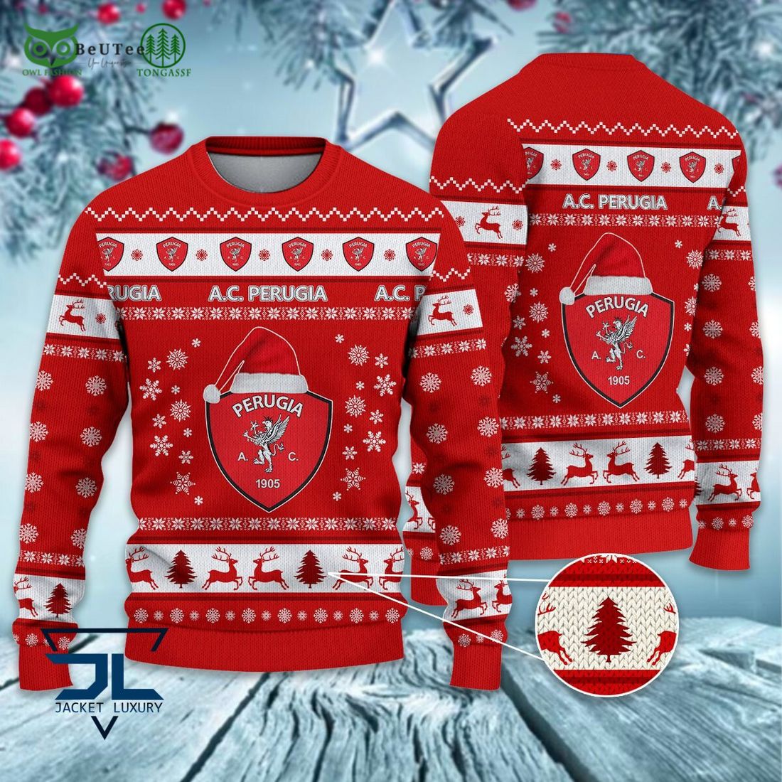 A.C. Perugia Football Lega Serie A Ugly Sweater - Adult & Kids T-Shirts, Sweatshirts & Hoodies apparel design preview 1