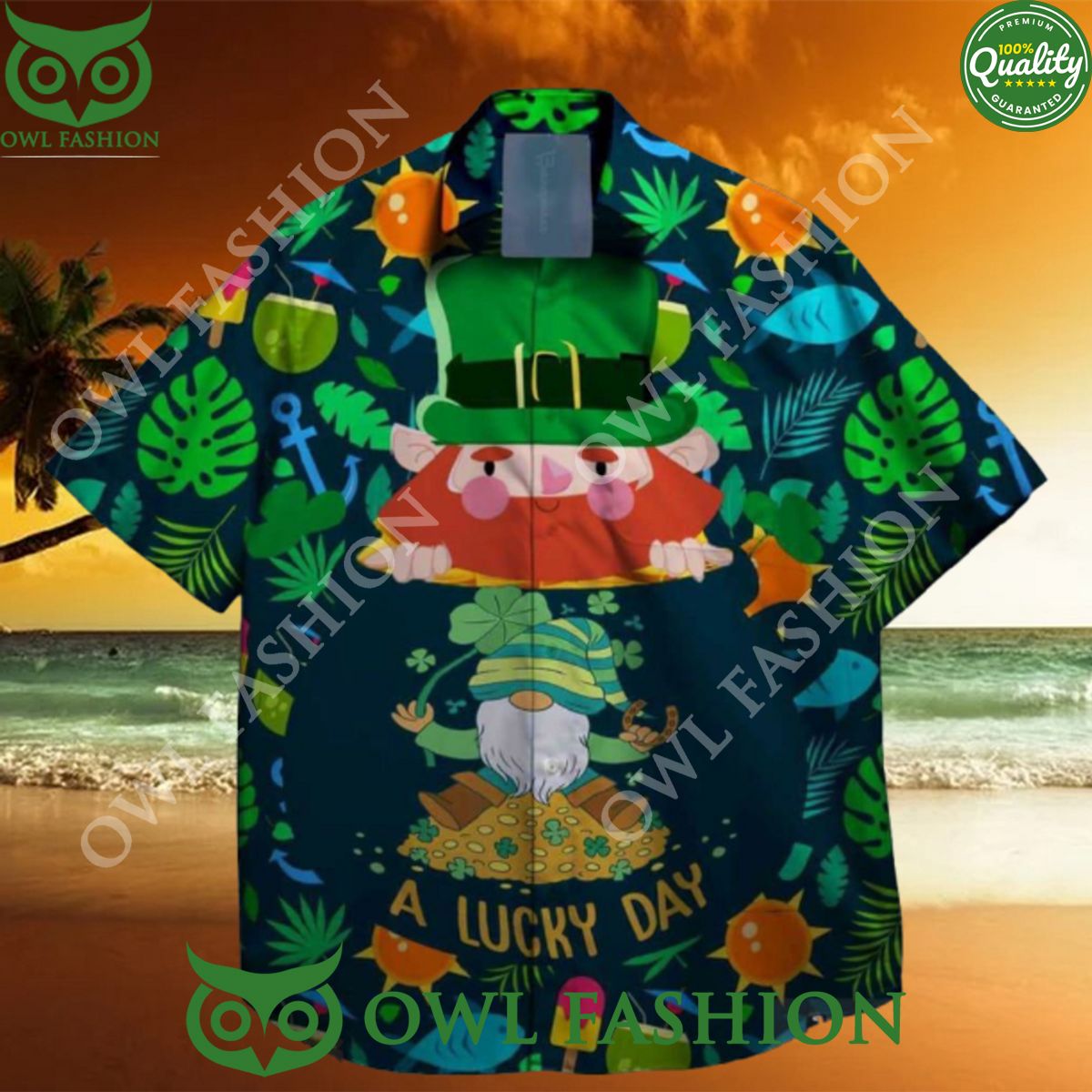 A lucky day shamrock st patrick summer hawaiian - Adult & Kids T-Shirts, Sweatshirts & Hoodies apparel design preview 1