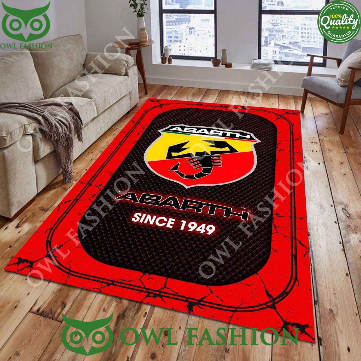 Abarth Since 1949 Italian stone marble Rug Carpet for - Adult & Kids T-Shirts, Sweatshirts & Hoodies apparel design preview 1