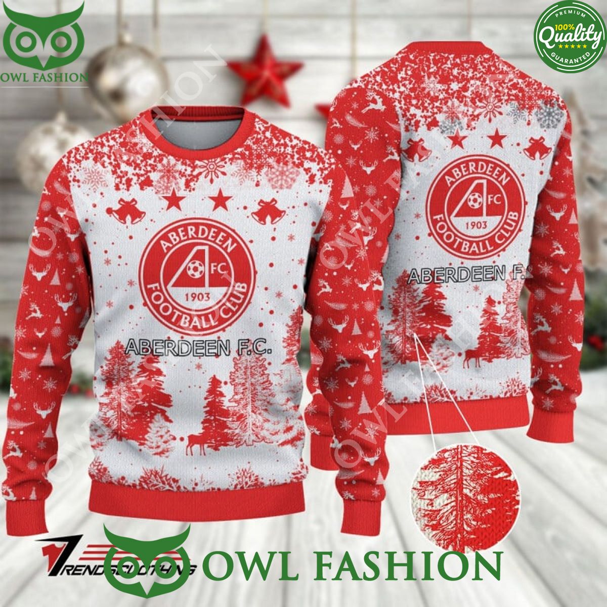 Aberdeen F.C. SPFL Scottish Snow Fall Pine Ugly - Adult & Kids T-Shirts, Sweatshirts & Hoodies apparel design preview 1