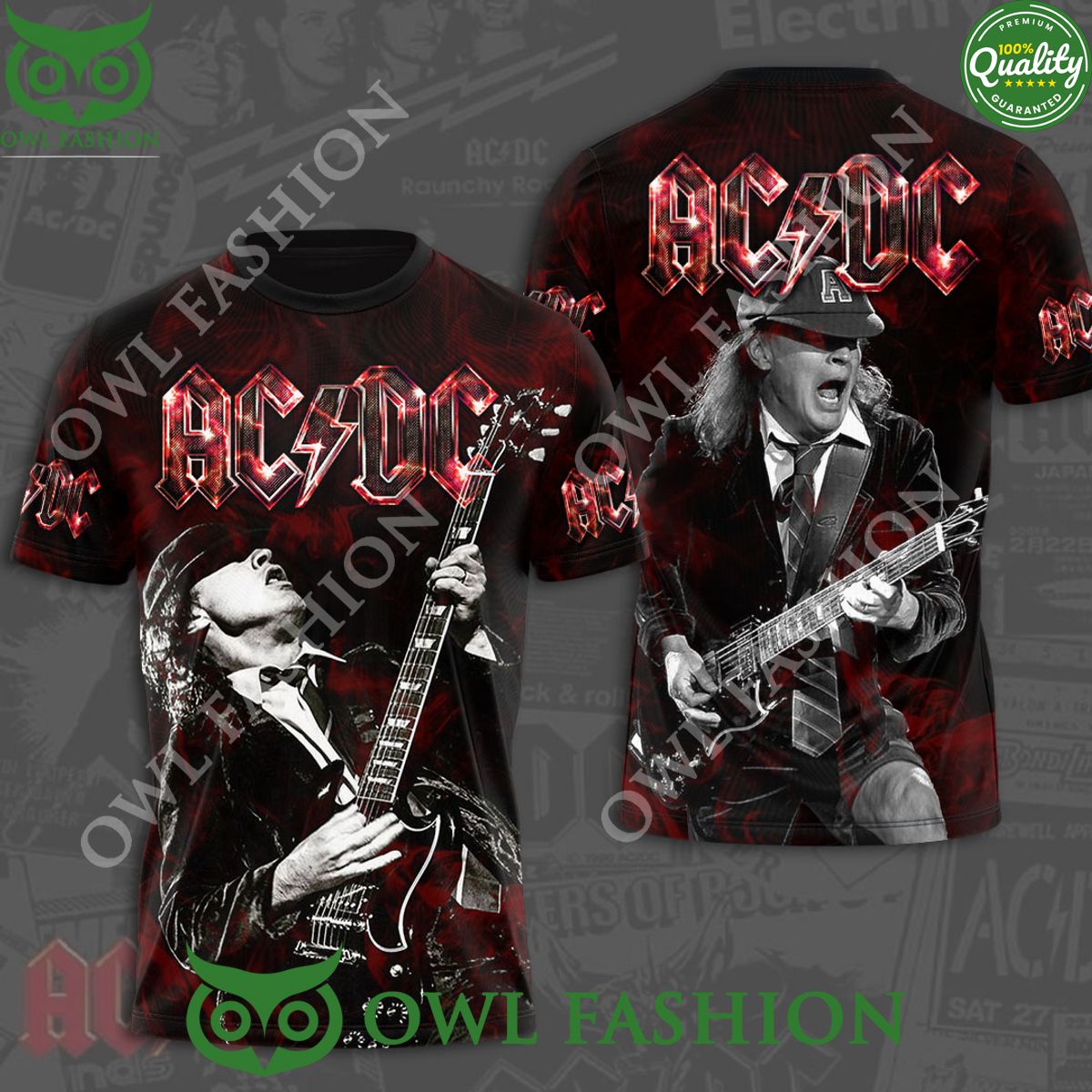 AC DC Electric Guitar Black 3D - Adult & Kids T-Shirts, Sweatshirts & Hoodies apparel design preview 1