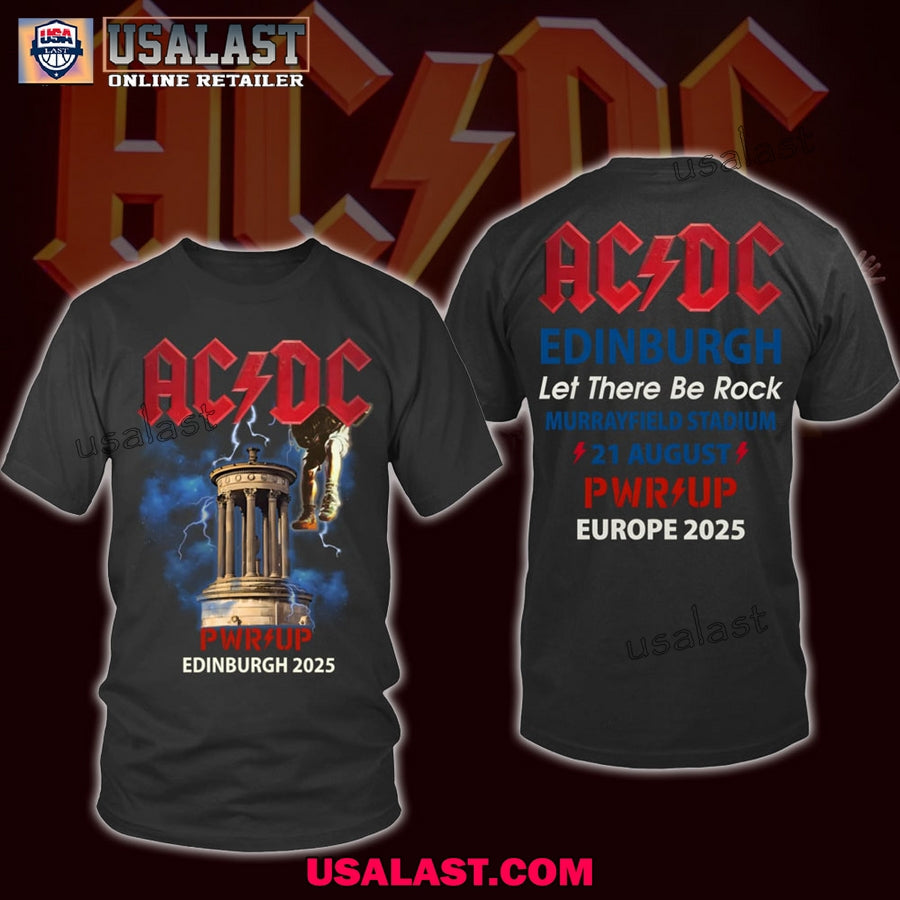 AC/DC Pwr Up Endinburgh, Scotland 2025 - Adult & Kids T-Shirts, Sweatshirts & Hoodies apparel design preview 1