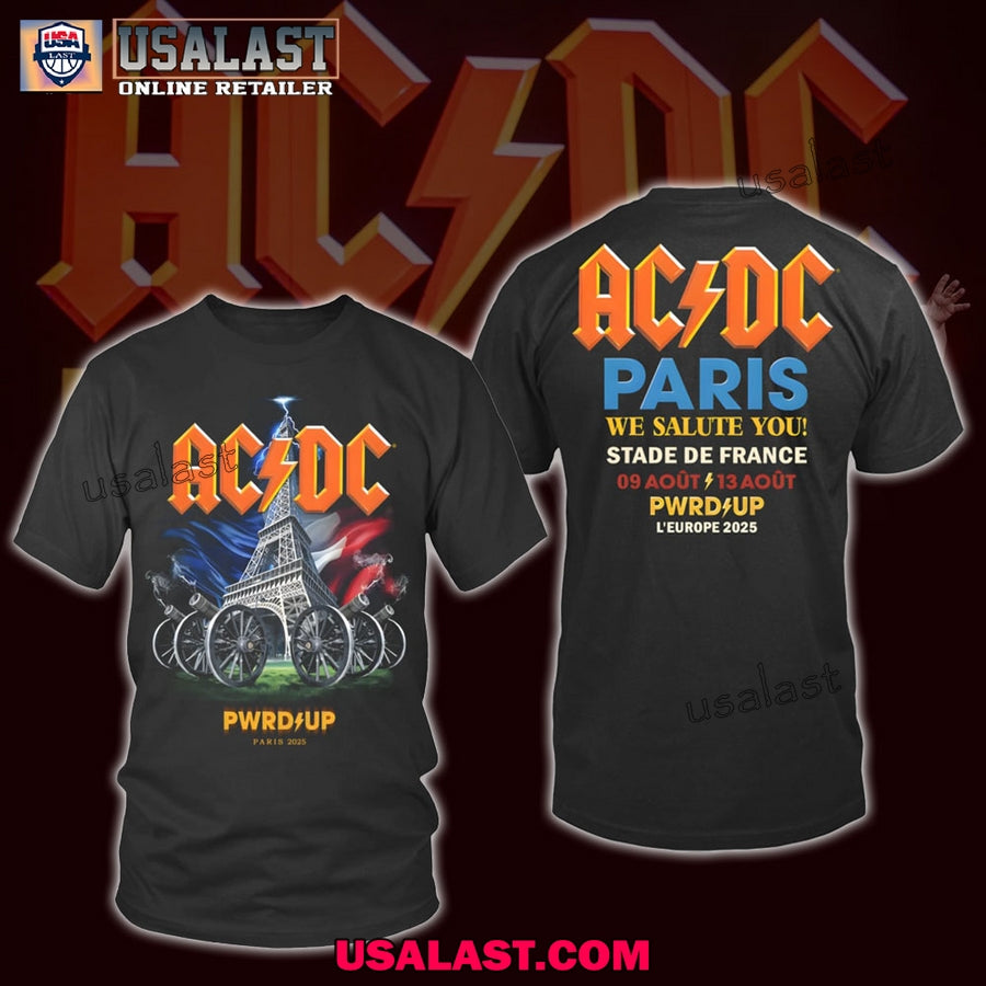 AC/DC Pwr Up Paris 2025 We Salute You - Adult & Kids T-Shirts, Sweatshirts & Hoodies apparel design preview 1