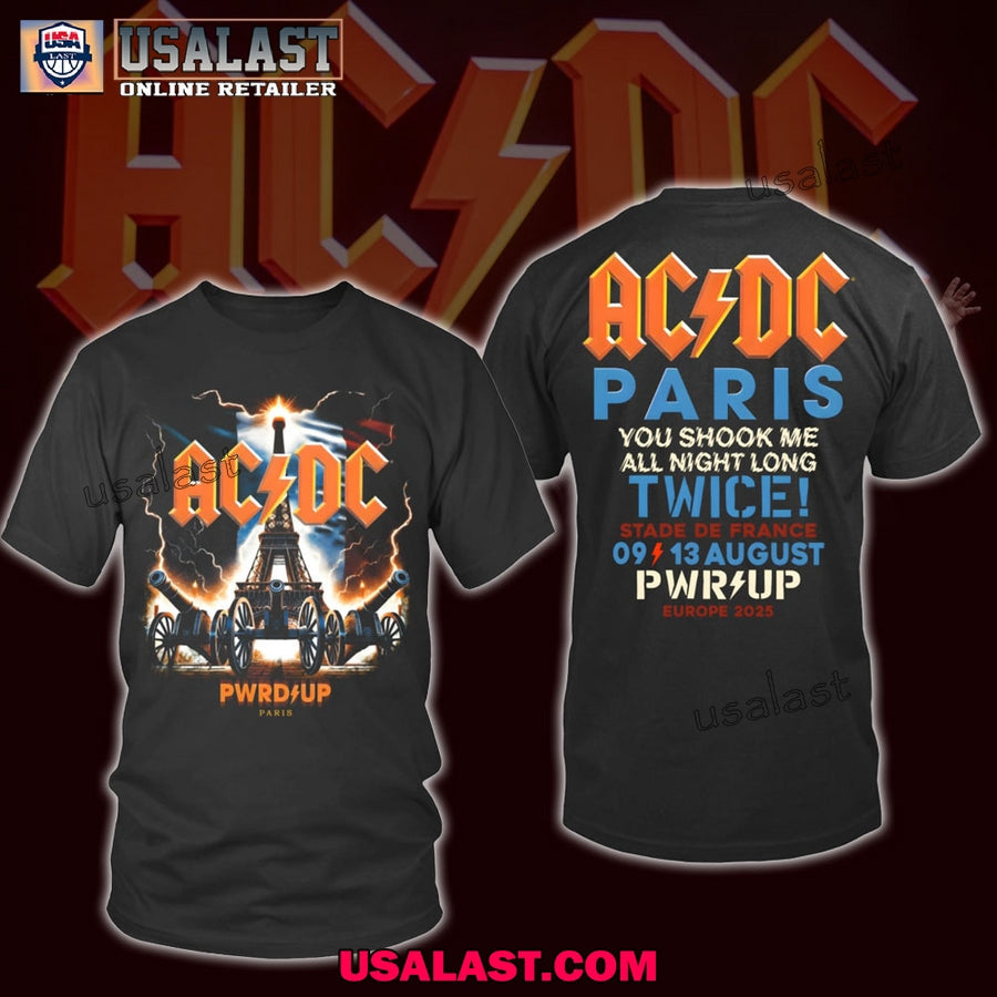 AC/DC Pwr Up Paris 2025 You Shook Me All Night Long - Adult & Kids T-Shirts, Sweatshirts & Hoodies apparel design preview 1