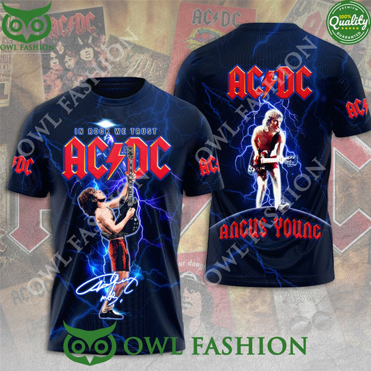 AC DC x Angus Young In Rock We Trust 3D - Adult & Kids T-Shirts, Sweatshirts & Hoodies apparel design preview 1