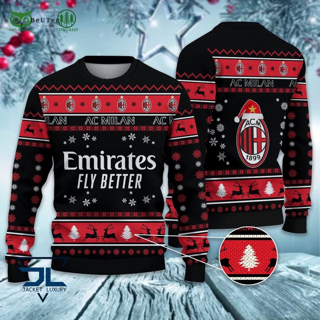 AC Milan Football Lega Serie A Ugly Sweater - Adult & Kids T-Shirts, Sweatshirts & Hoodies apparel design preview 1