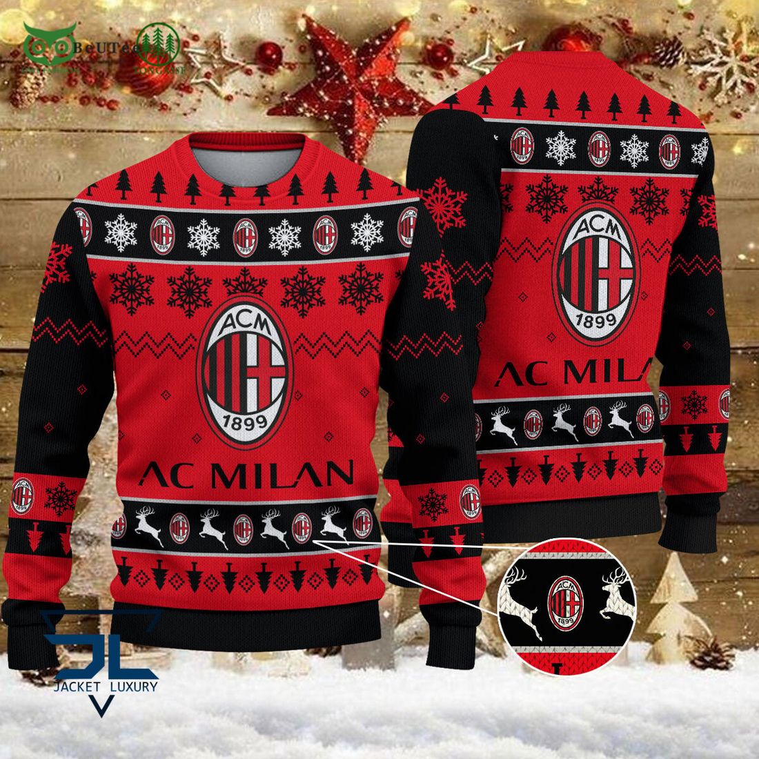 AC Milan Team Football Lega Serie A Ugly Sweater - Adult & Kids T-Shirts, Sweatshirts & Hoodies apparel design preview 1