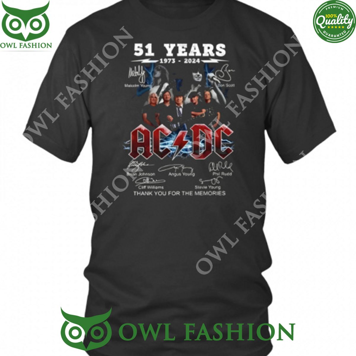 ACDC 51 years anniversary 1973 2024 for memories - Adult & Kids T-Shirts, Sweatshirts & Hoodies apparel design preview 1
