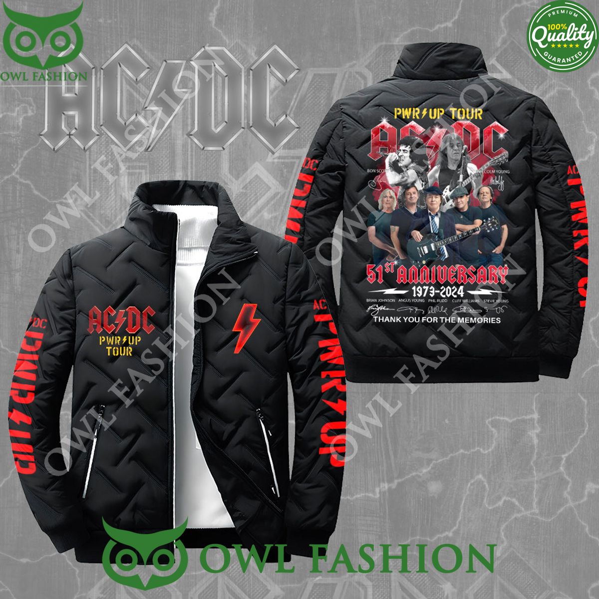ACDC 51th Anniversary World Tour Rock 3D Puffer - Adult & Kids T-Shirts, Sweatshirts & Hoodies apparel design preview 1
