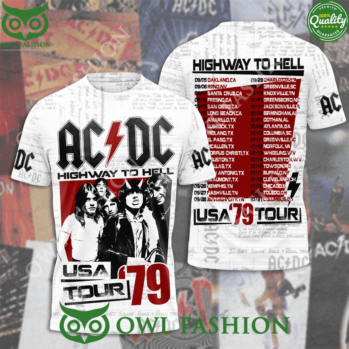 ACDC Highway to hell Tour 79 USA - Adult & Kids T-Shirts, Sweatshirts & Hoodies apparel design preview 1