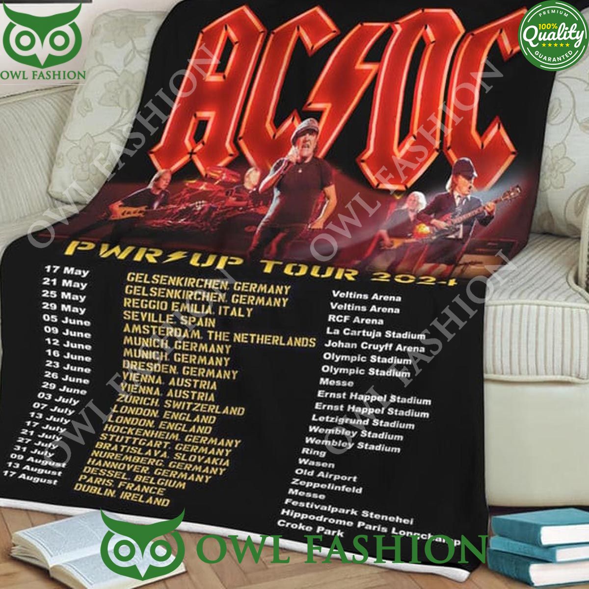 Acdc Pwr Up World Tour Schedule List 2024 Quilt - Adult & Kids T-Shirts, Sweatshirts & Hoodies apparel design preview 1