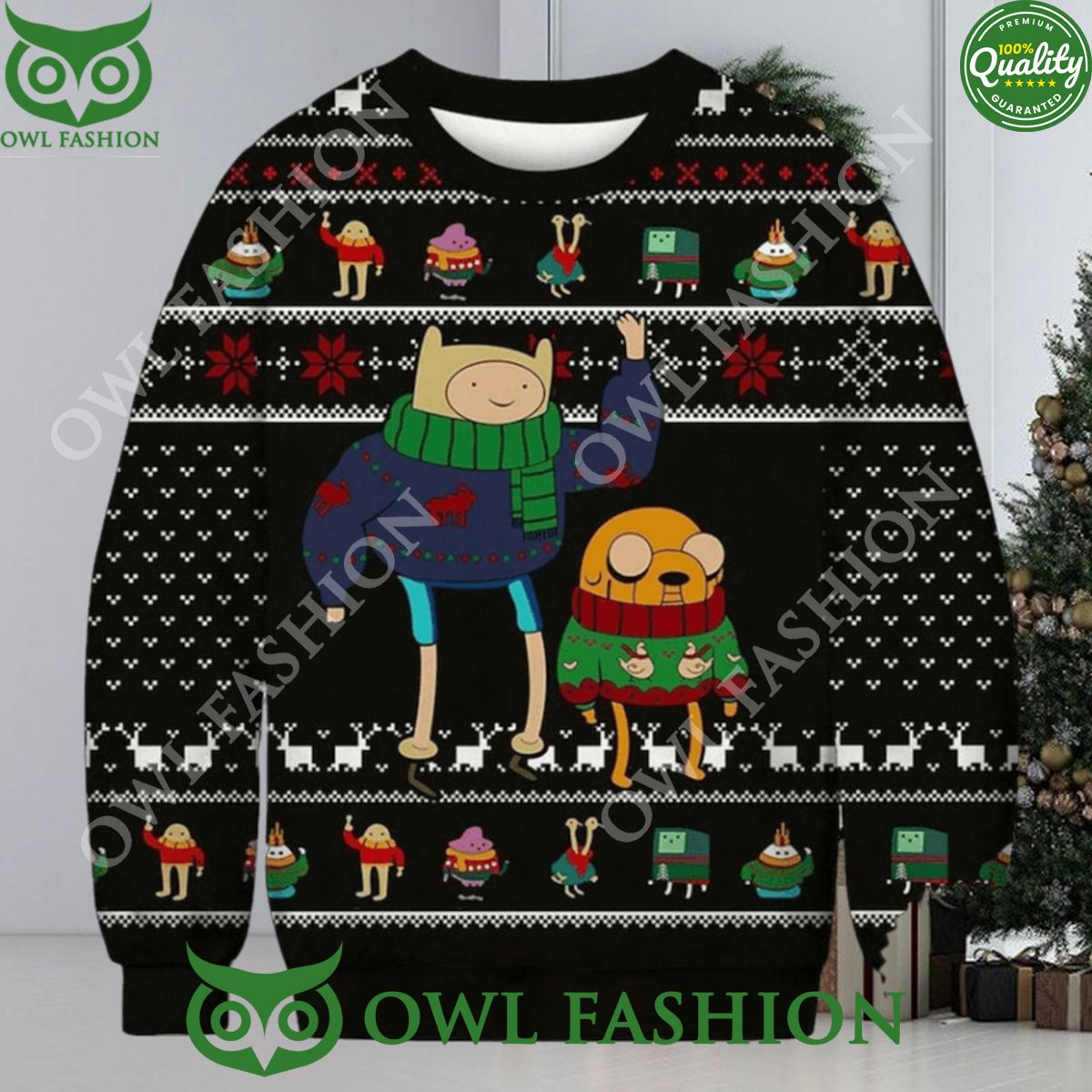 Adventure Time Ugly Christmas Sweater Jumper - Adult & Kids T-Shirts, Sweatshirts & Hoodies apparel design preview 1