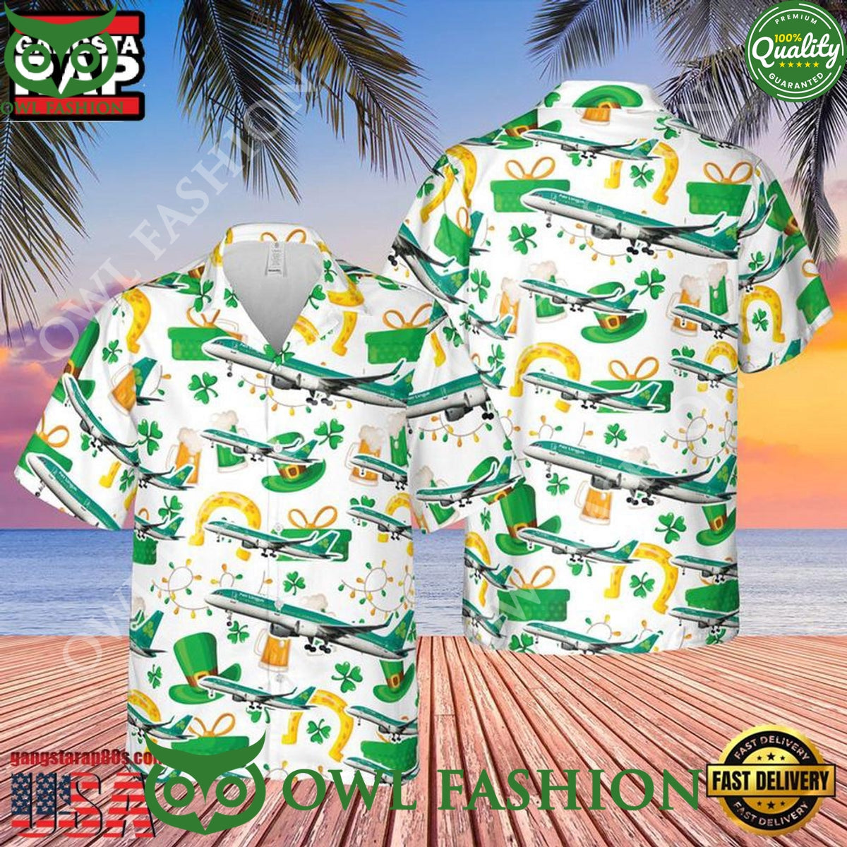 Aer Lingus Boeing 757-200 Saint Patrick's Day - Adult & Kids T-Shirts, Sweatshirts & Hoodies apparel design preview 1