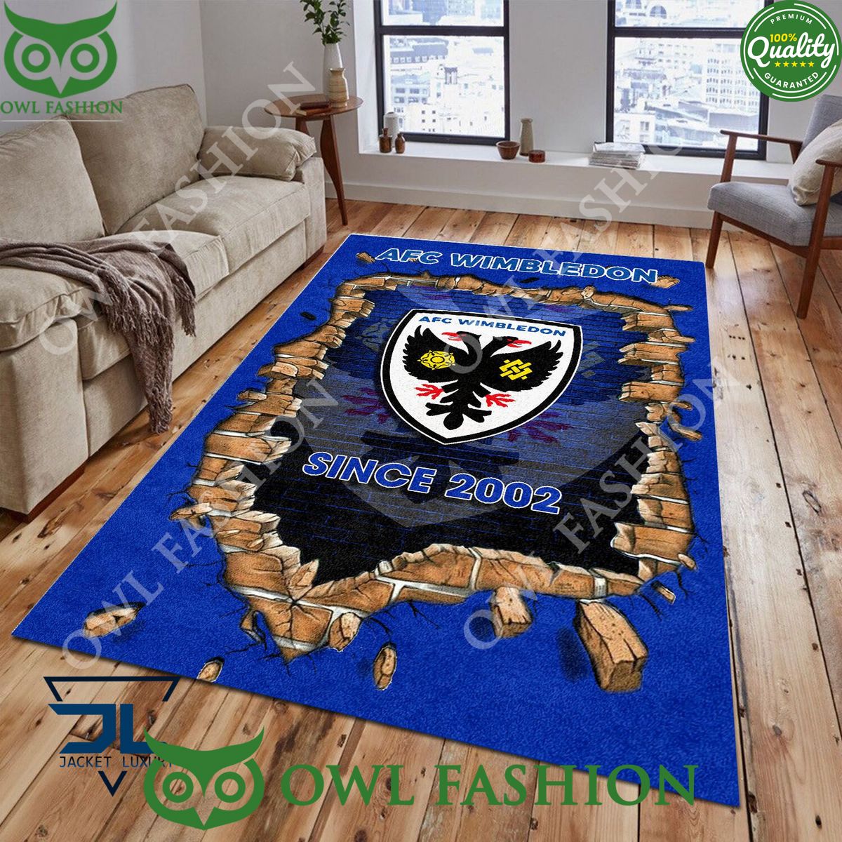 AFC Wimbledon 1843 League Two Living Room Rug Carpet - Adult & Kids T-Shirts, Sweatshirts & Hoodies apparel design preview 1