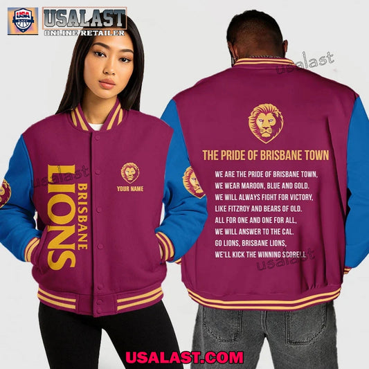 AFL Brisbane Lions Baseball Jacket The Pride of Town - Adult & Kids T-Shirts, Sweatshirts & Hoodies apparel design preview 1