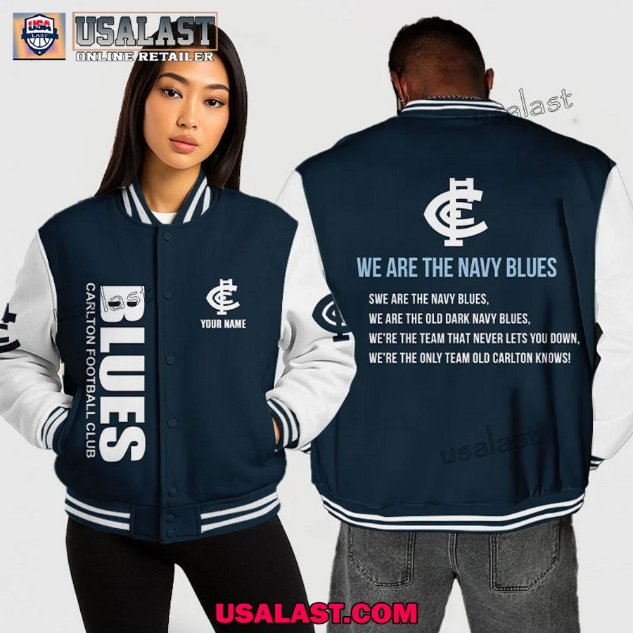AFL Carlton Baseball Jacket We Are The Navy Blues - Adult & Kids T-Shirts, Sweatshirts & Hoodies apparel design preview 1