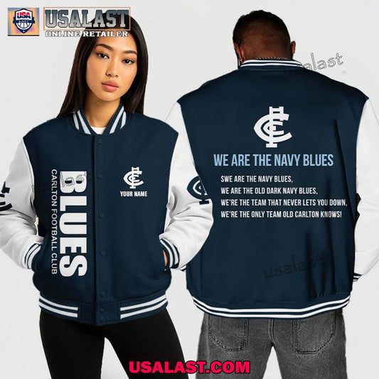 AFL Carlton Baseball Jacket We Are The Navy Blues - Adult & Kids T-Shirts, Sweatshirts & Hoodies apparel design preview 1