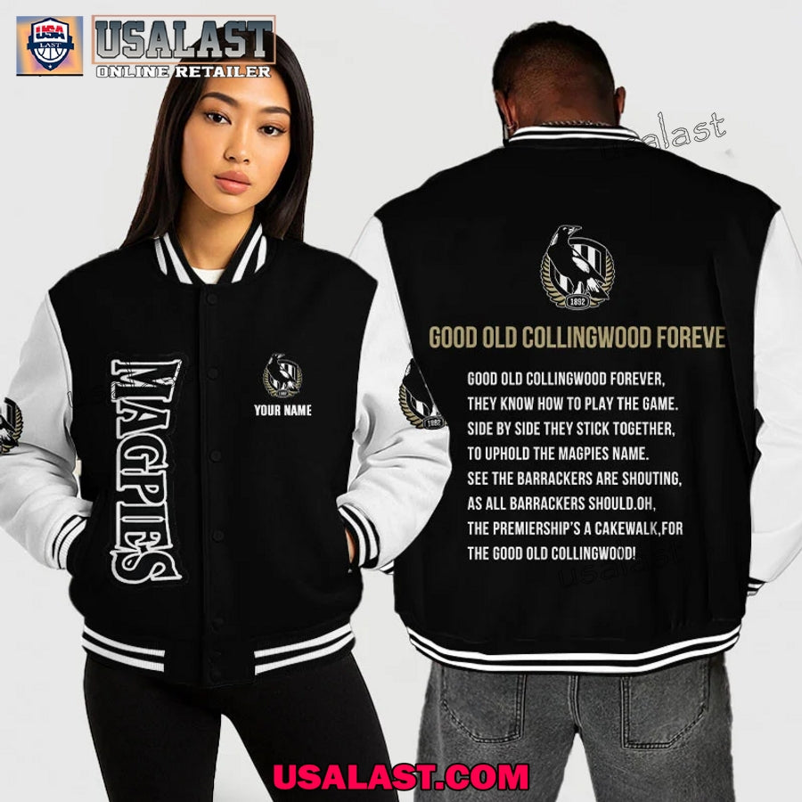 AFL Collingwood Baseball Jacket Good Old Forever - Adult & Kids T-Shirts, Sweatshirts & Hoodies apparel design preview 1