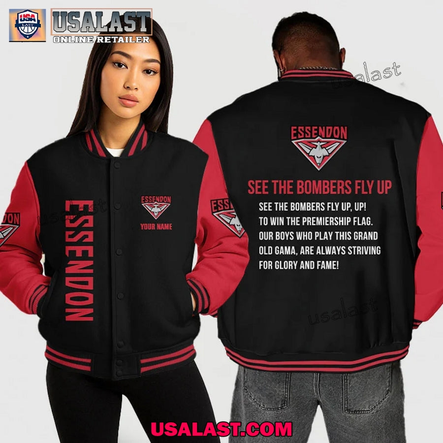 AFL Essendon Baseball Jacket See The Bombers Fly Up - Adult & Kids T-Shirts, Sweatshirts & Hoodies apparel design preview 1