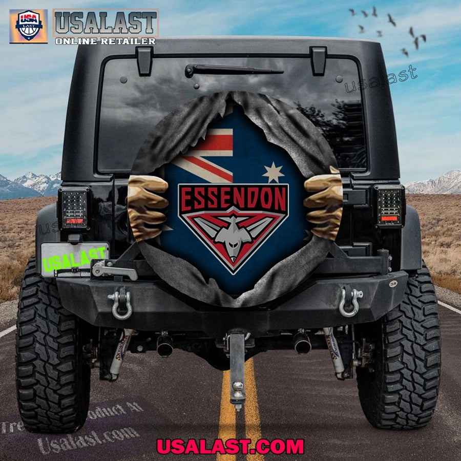 AFL Essendon FC Australia Flag Spare Tire Cover - Adult & Kids T-Shirts, Sweatshirts & Hoodies apparel design preview 1