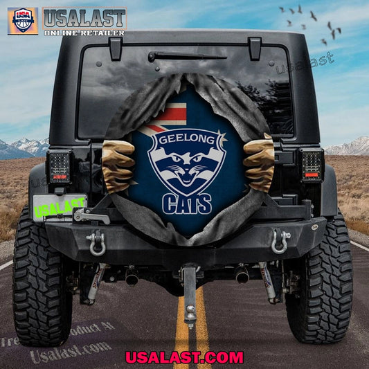 AFL Geelong Cats FC Australia Flag Spare Tire Cover - Adult & Kids T-Shirts, Sweatshirts & Hoodies apparel design preview 1
