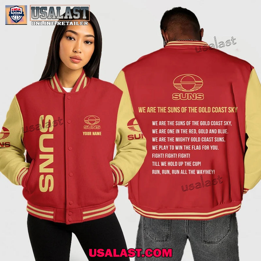 AFL Gold Coast SUNS Baseball Jacket We Are The Of Sky - Adult & Kids T-Shirts, Sweatshirts & Hoodies apparel design preview 1