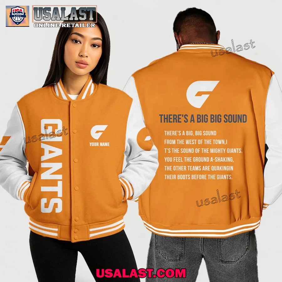 AFL GWS GIANTS Baseball Jacket There's A Big Sound - Adult & Kids T-Shirts, Sweatshirts & Hoodies apparel design preview 1