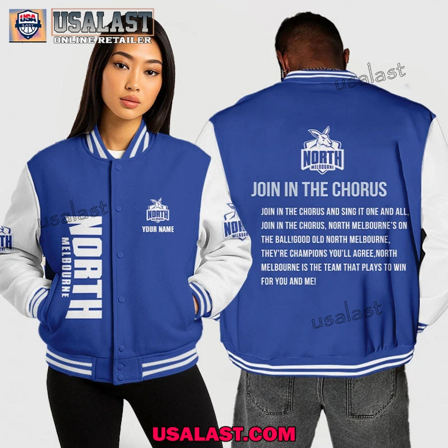 AFL North Melbourne Baseball Jacket Join In The - Adult & Kids T-Shirts, Sweatshirts & Hoodies apparel design preview 1