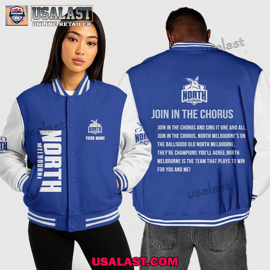 AFL North Melbourne Baseball Jacket Join In The - Adult & Kids T-Shirts, Sweatshirts & Hoodies apparel design preview 1