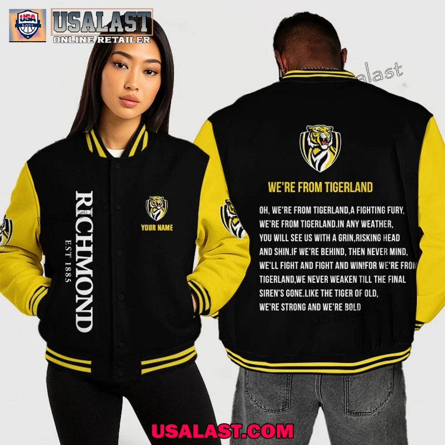 AFL Richmond Baseball Jacket We're From Tigerland - Adult & Kids T-Shirts, Sweatshirts & Hoodies apparel design preview 1