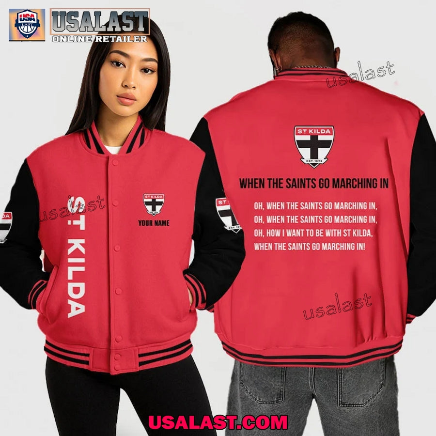 AFL St Kilda Baseball Jacket When The Saints Go - Adult & Kids T-Shirts, Sweatshirts & Hoodies apparel design preview 1