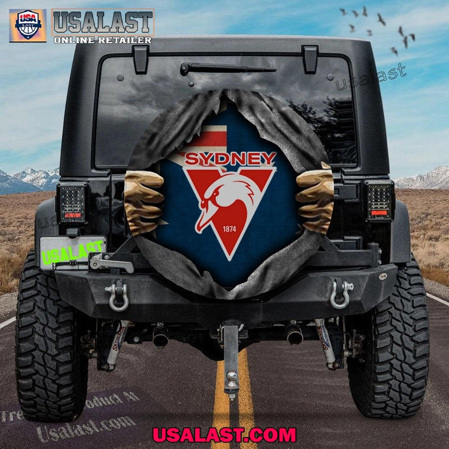 AFL Sydney Swans FC Australia Flag Spare Tire Cover - Adult & Kids T-Shirts, Sweatshirts & Hoodies apparel design preview 1