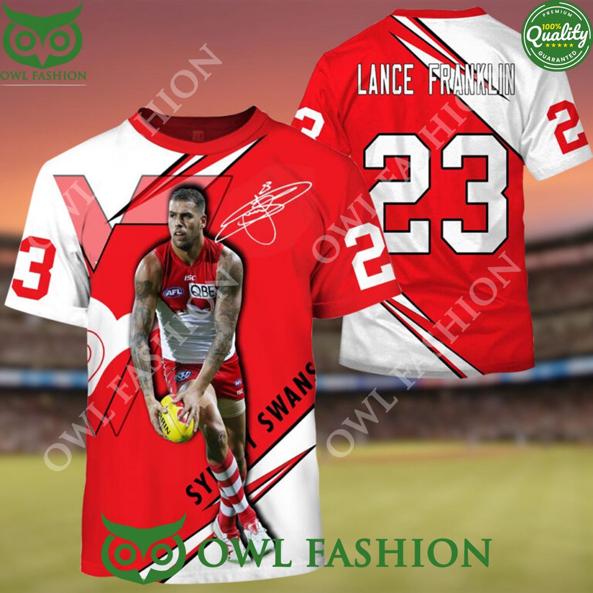AFL Sydney Swans Lance Franklin number 23 3D - Adult & Kids T-Shirts, Sweatshirts & Hoodies apparel design preview 1