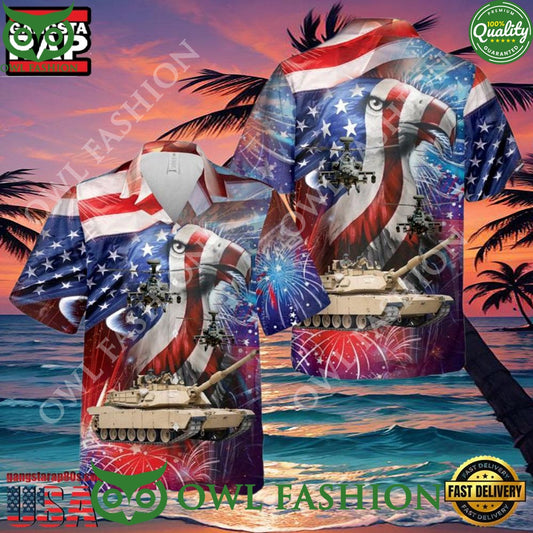 Ah-64 Attack Helicopter 4th Of July Veteran Hawaiian - Adult & Kids T-Shirts, Sweatshirts & Hoodies apparel design preview 1