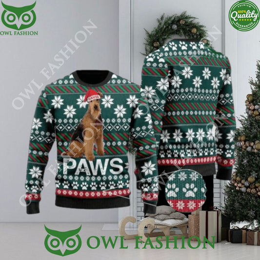 Airedale Terrier Santa Printed Christmas Ugly Sweater - Adult & Kids T-Shirts, Sweatshirts & Hoodies apparel design preview 1