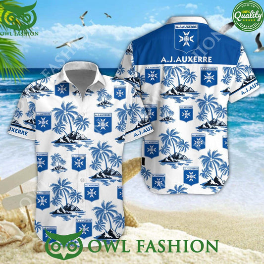 AJ Auxerre Ligue 2 Beach Vibe Hawaiian Shorts - Adult & Kids T-Shirts, Sweatshirts & Hoodies apparel design preview 1