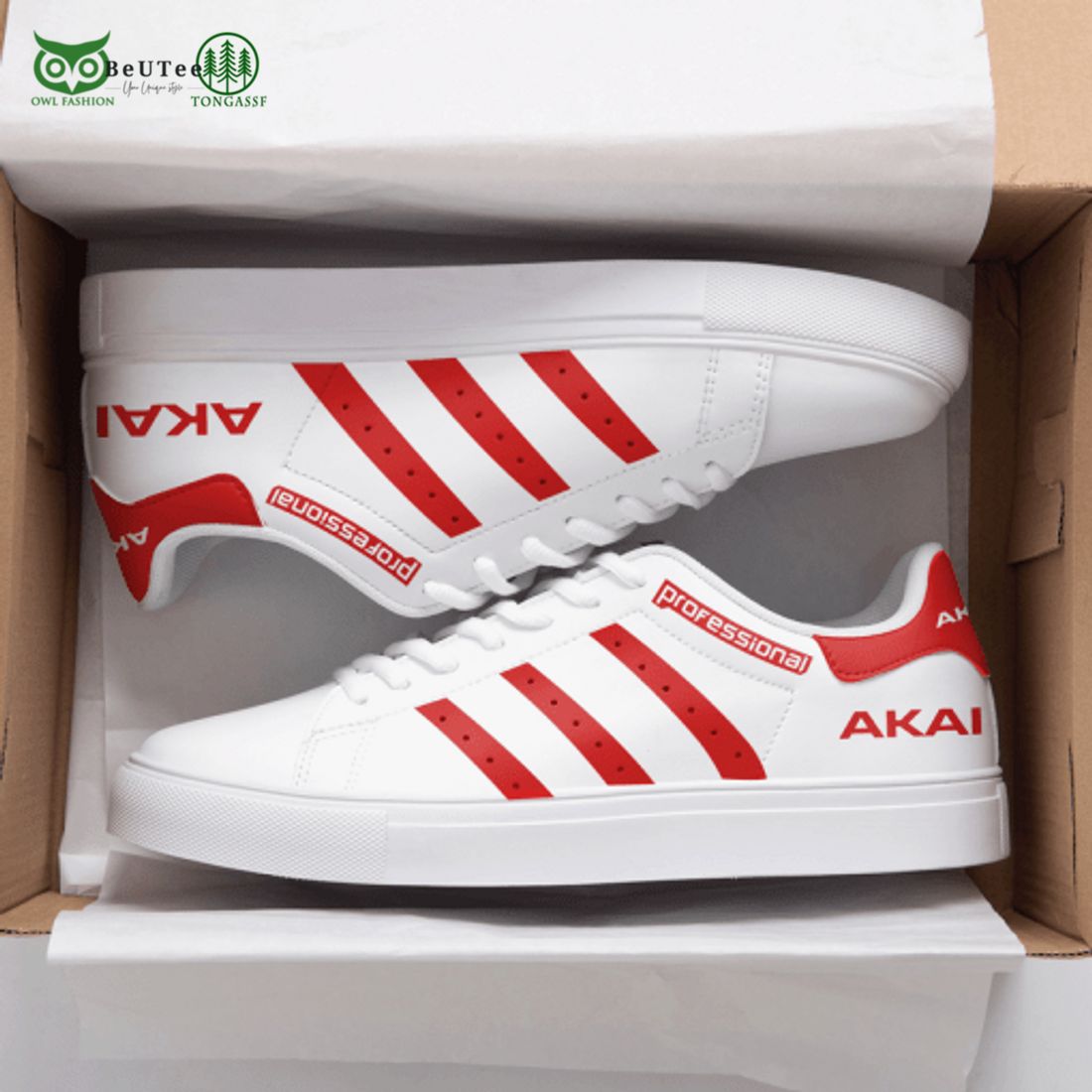 Akai 3D Over Printed Red White Stan Smith Shoes - Adult & Kids T-Shirts, Sweatshirts & Hoodies apparel design preview 1