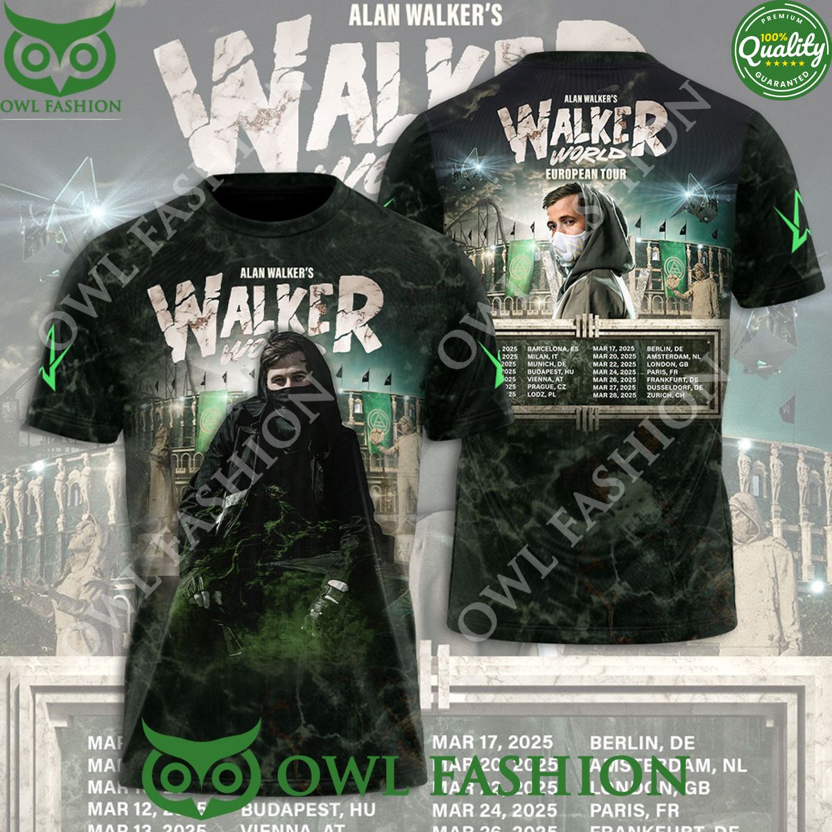 Alan Walker World European Tour 2024 2025 3D - Adult & Kids T-Shirts, Sweatshirts & Hoodies apparel design preview 1