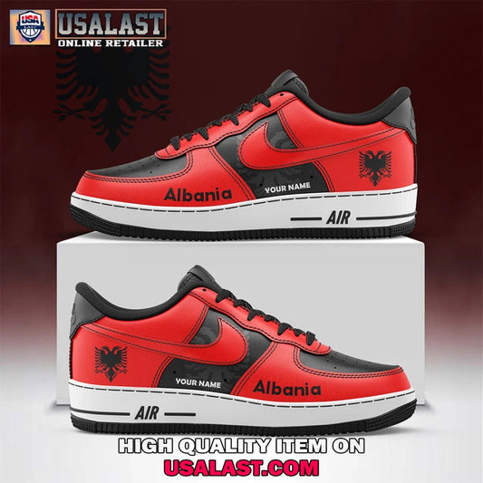 Albania Flag And Coat Of Arms Air Force 1 Sneaker - Adult & Kids T-Shirts, Sweatshirts & Hoodies apparel design preview 1